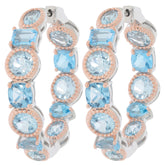 Cushion Blue Aquamarine Sterling Silver Earrings with sparkling accents, perfect for elegant style and luxury.